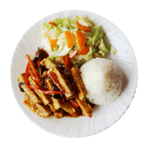 2k2 Baklažanai su paprikų juostelėmis